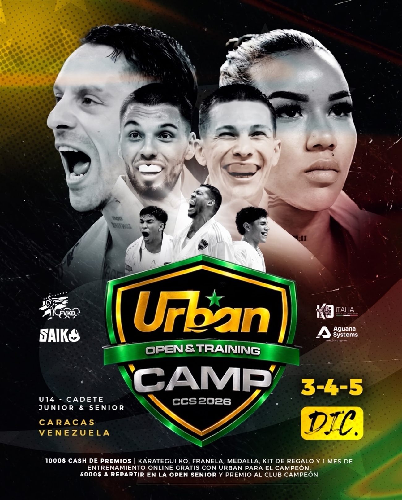 Flyer del Urban Open & Training Camp Caracas 2026, 3-4-5 de diciembre